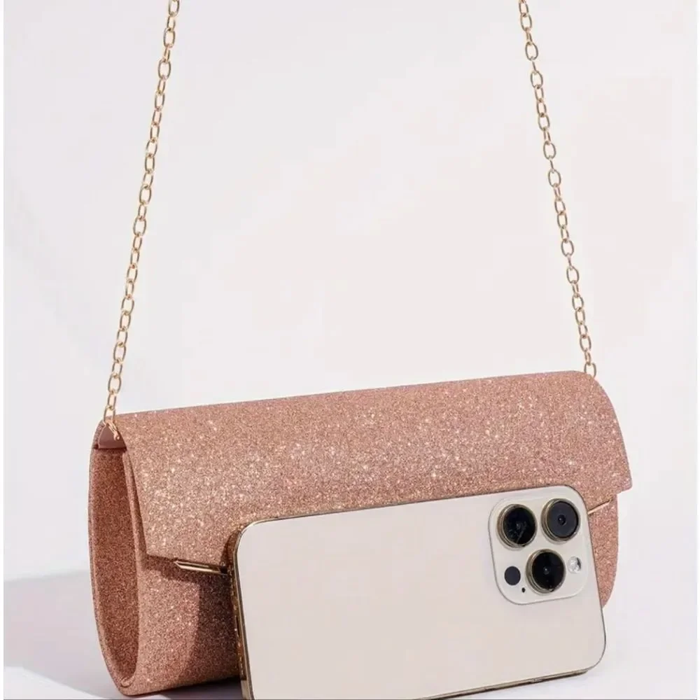 Gold Glitter Sparkling Evening Clutch Bag